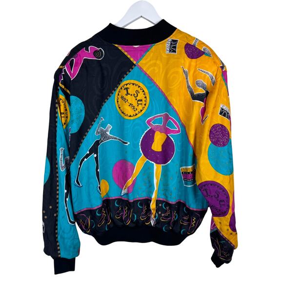 Jeanne Marc 1992 World Figure Skating Colorful Zip Up Jacket Rayon 90's - Picture 4 of 8